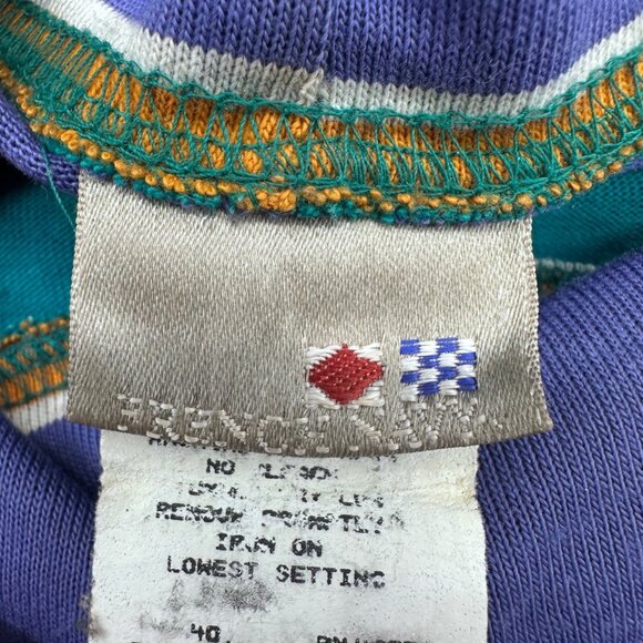 Vintage Striped Turtleneck Long Sleeve Shirt Pockets Medium French Navy USA 90s - Picture 4 of 13